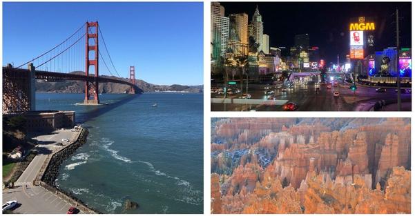 左:サンフランシスコ 右上:ラスベガス 右下:ブレイスキャニオン